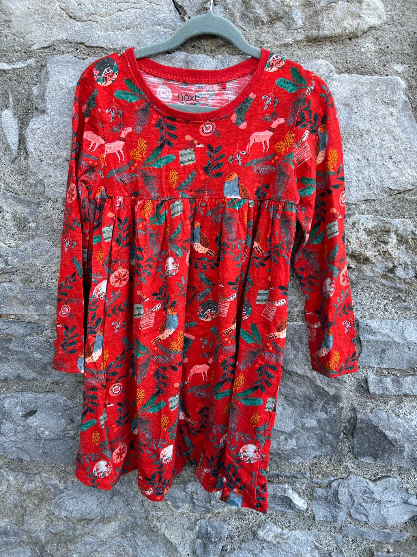 Christmas woodland red dress  4-5y (104-110cm)