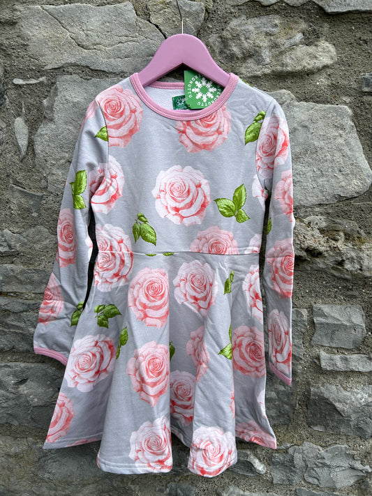 Pink roses grey dress  7y (122cm)