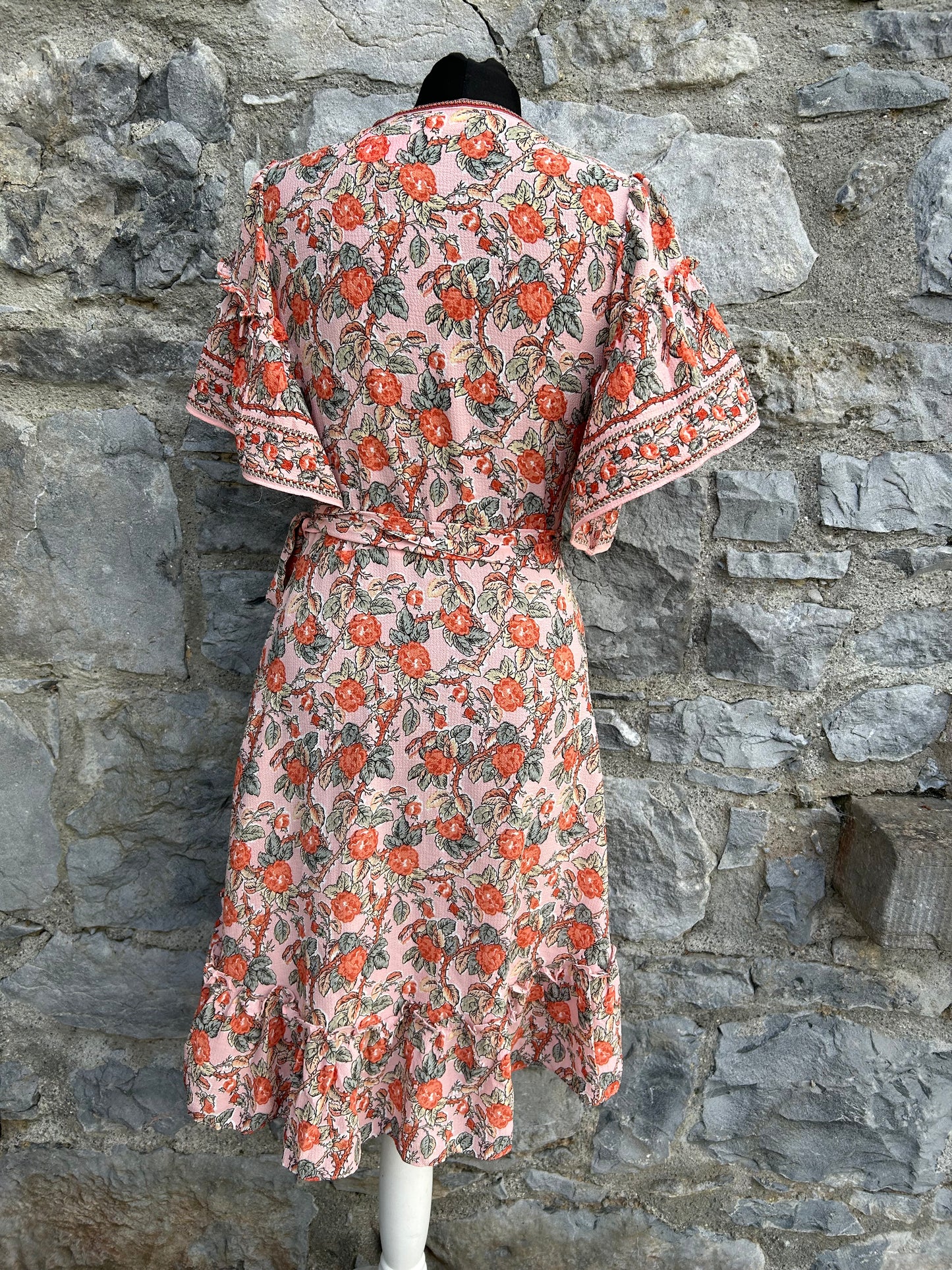 Floral peach wrap dress uk 6-8