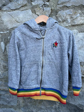 Load image into Gallery viewer, Grey hoodie with rainbow cuffs  3-4y (98-104cm)
