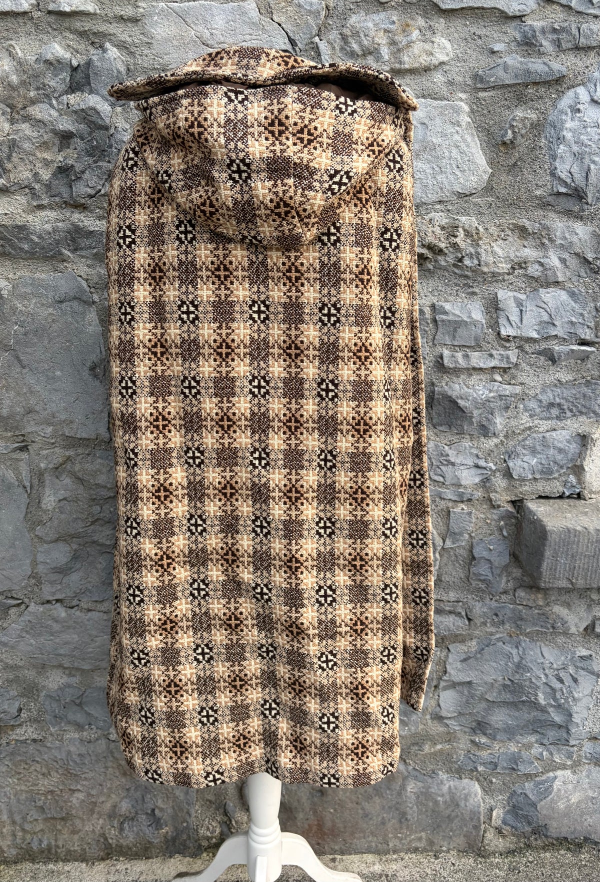 80s brown check wool cape uk 8-10