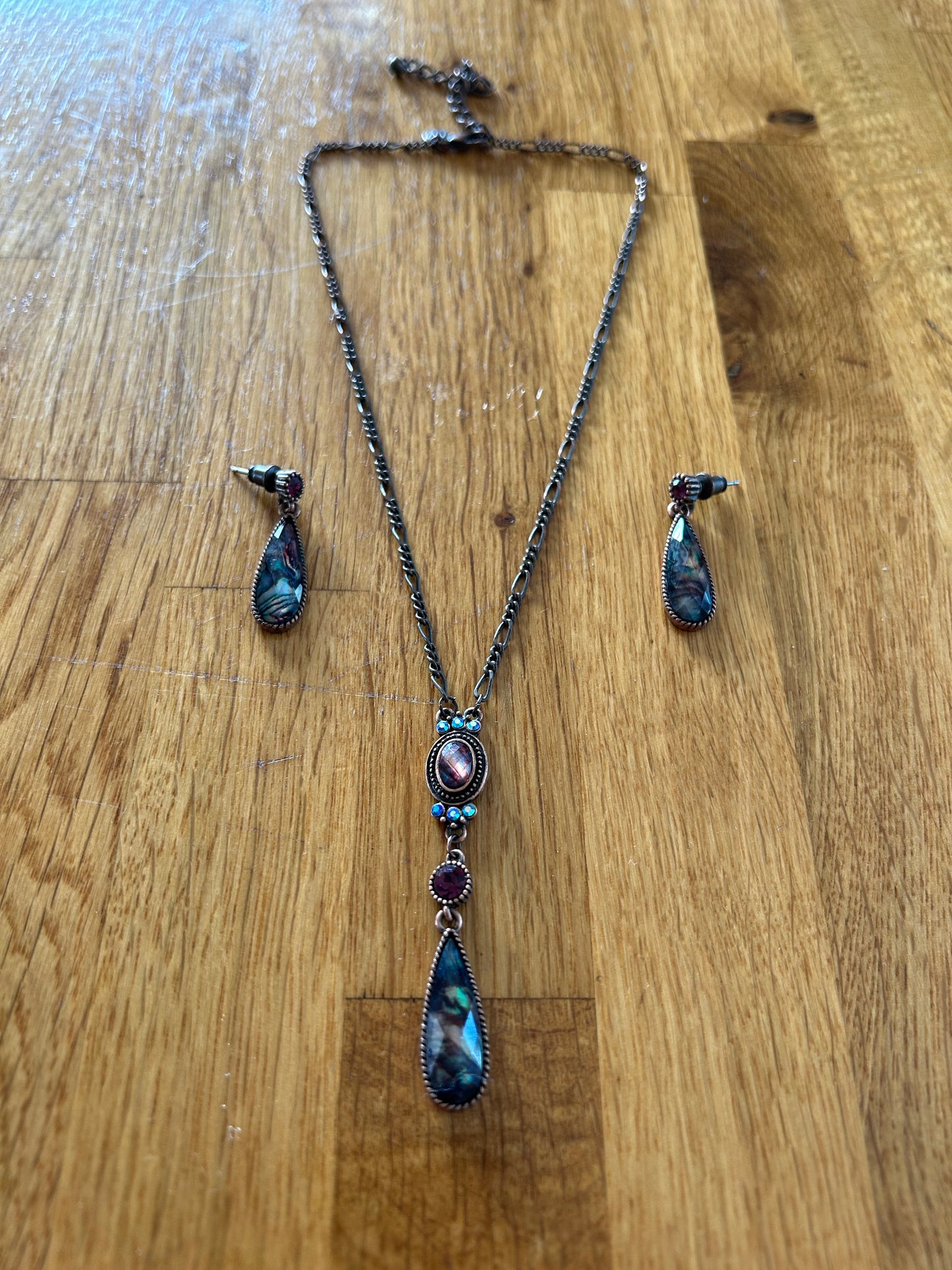 Drop necklace&earrings