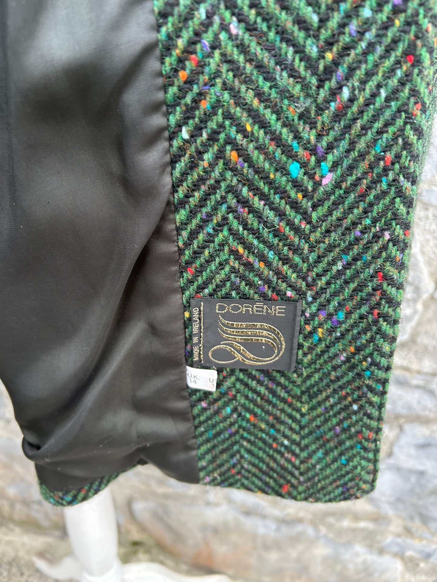 90s green tweed jacket uk 16