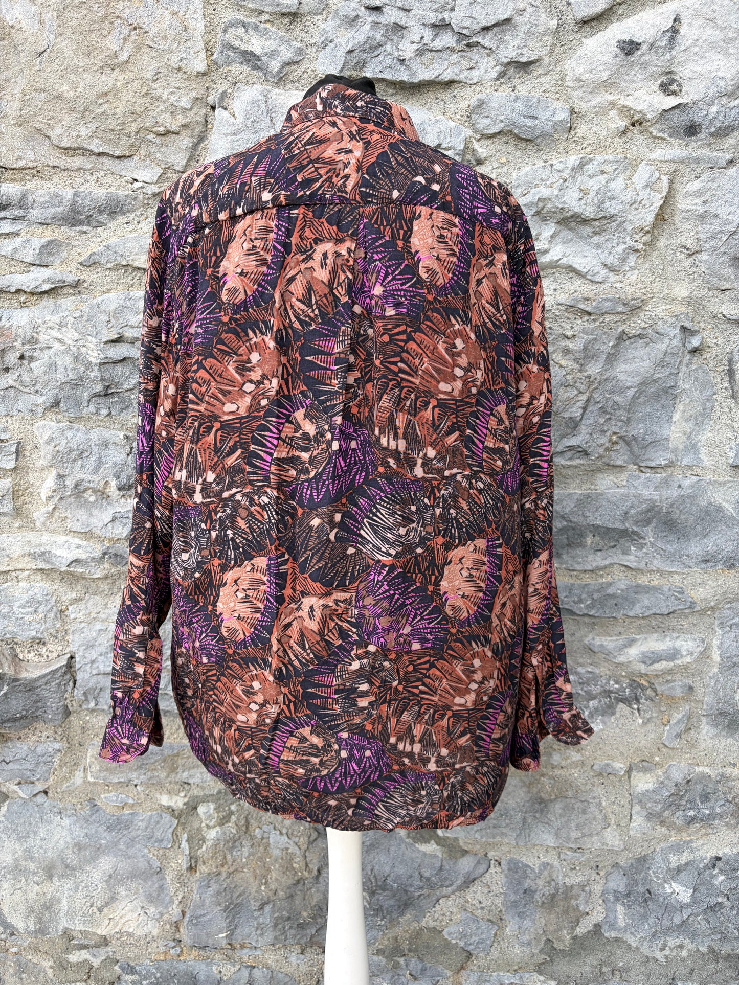 80s brown&purple floral shirt Medium