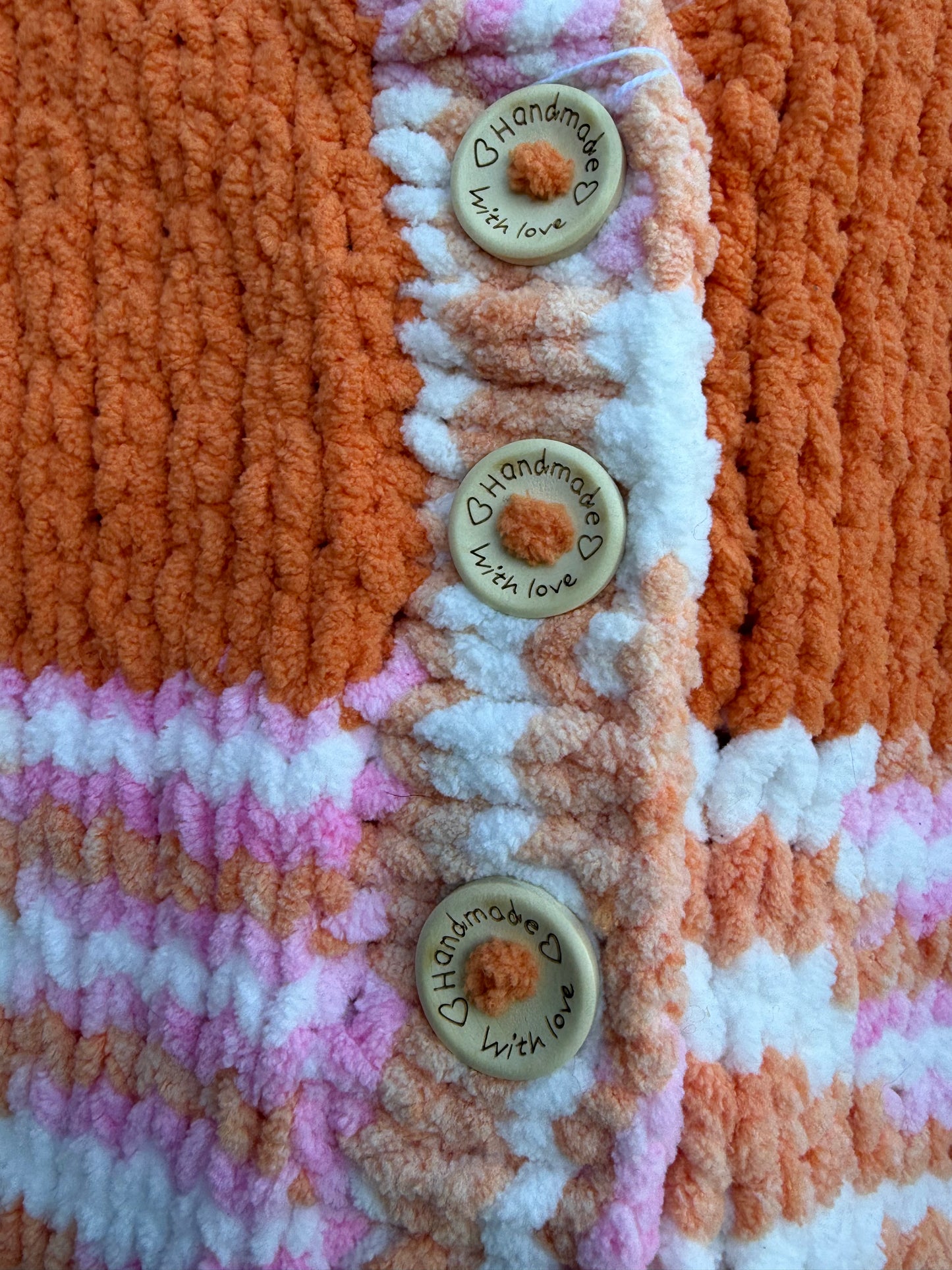 Orange melange fleece cardigan 9-12m (74-80cm)