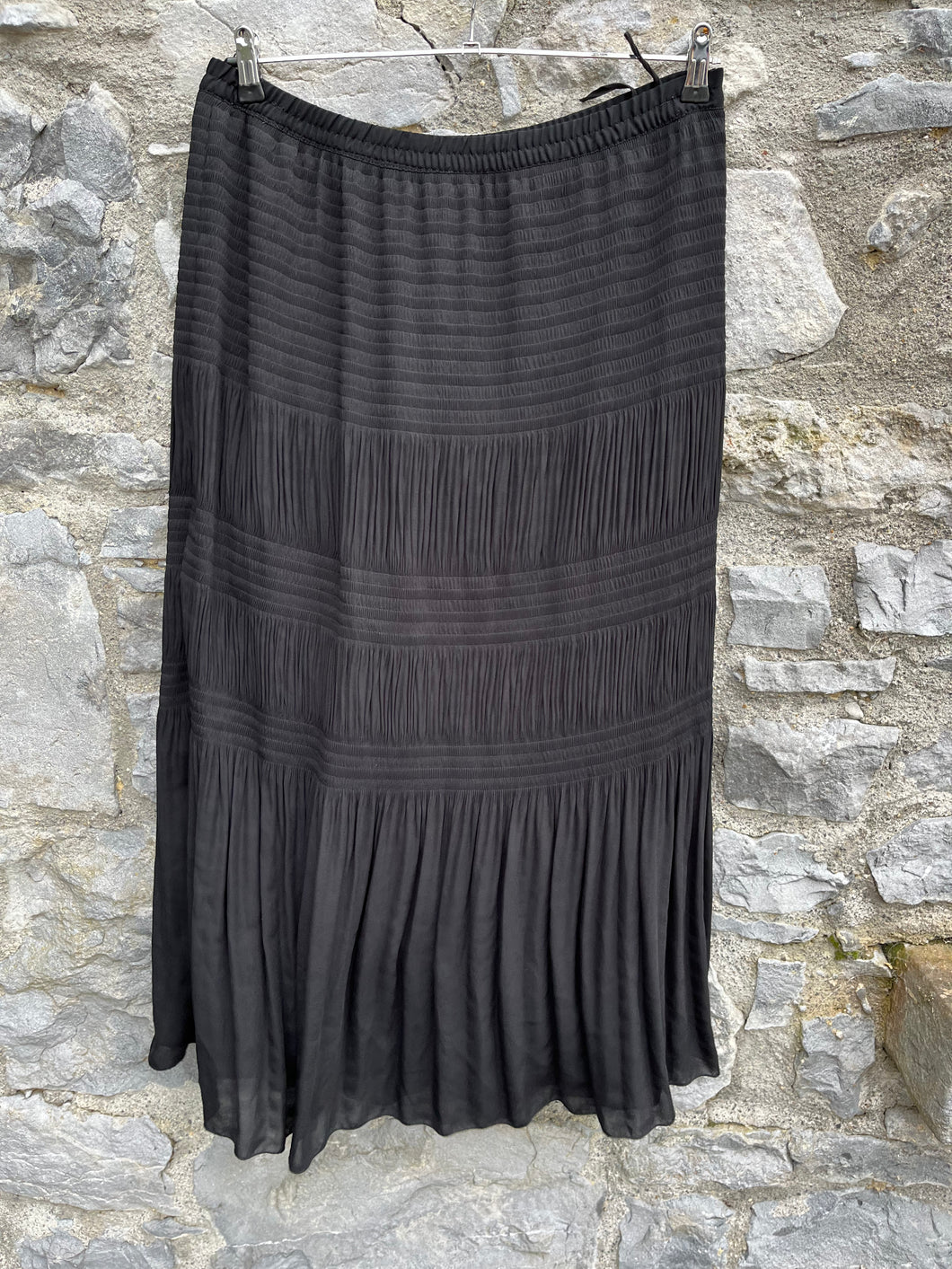 90s Black wrinkles maxi skirt uk 16-18