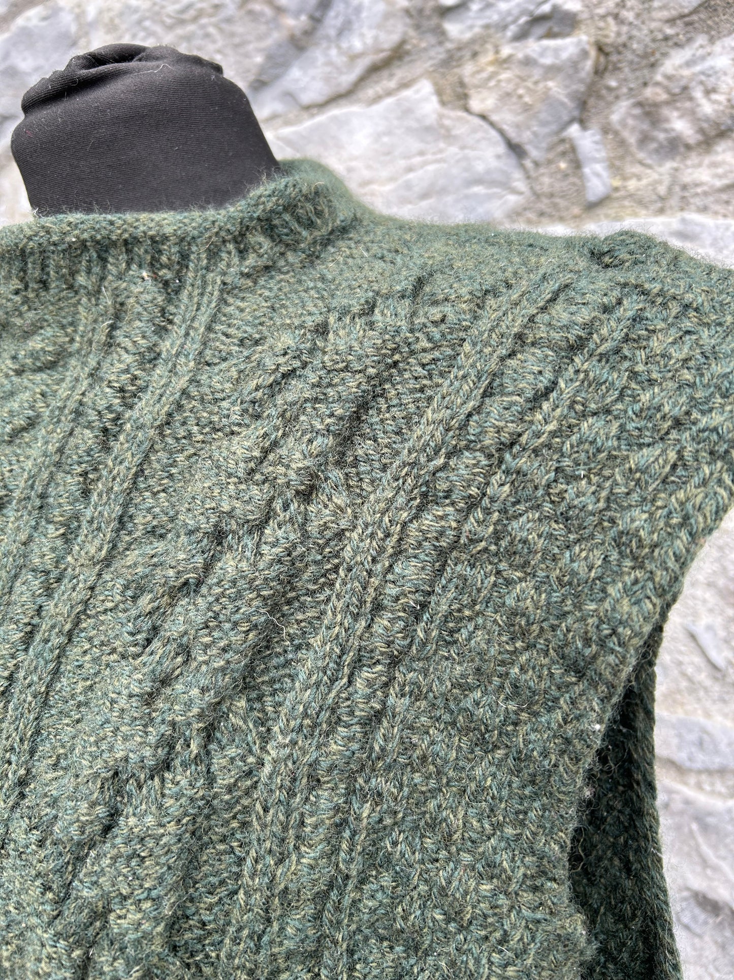 Dark green Aran style gilet uk 14-16