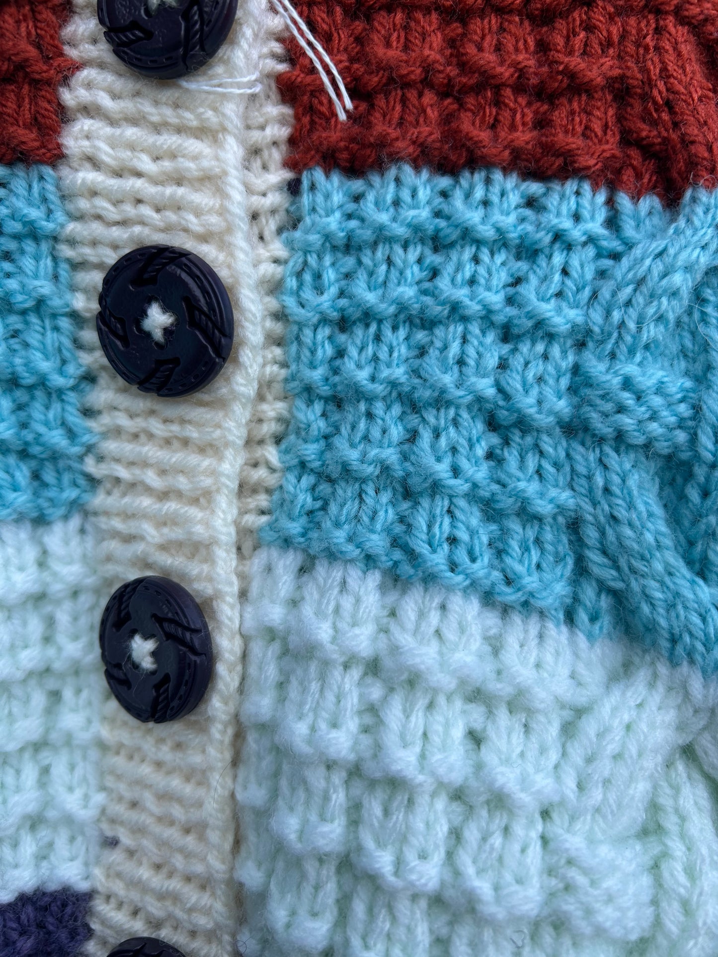 Aran style big colour panels cardigan  2-3y (92-98cm)