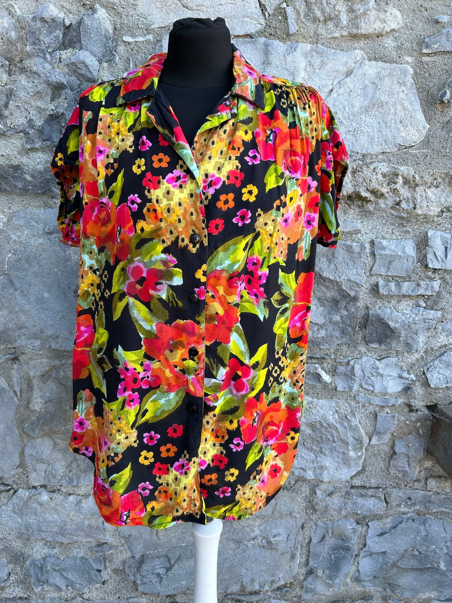 80s colourful floral shirt uk 12-14