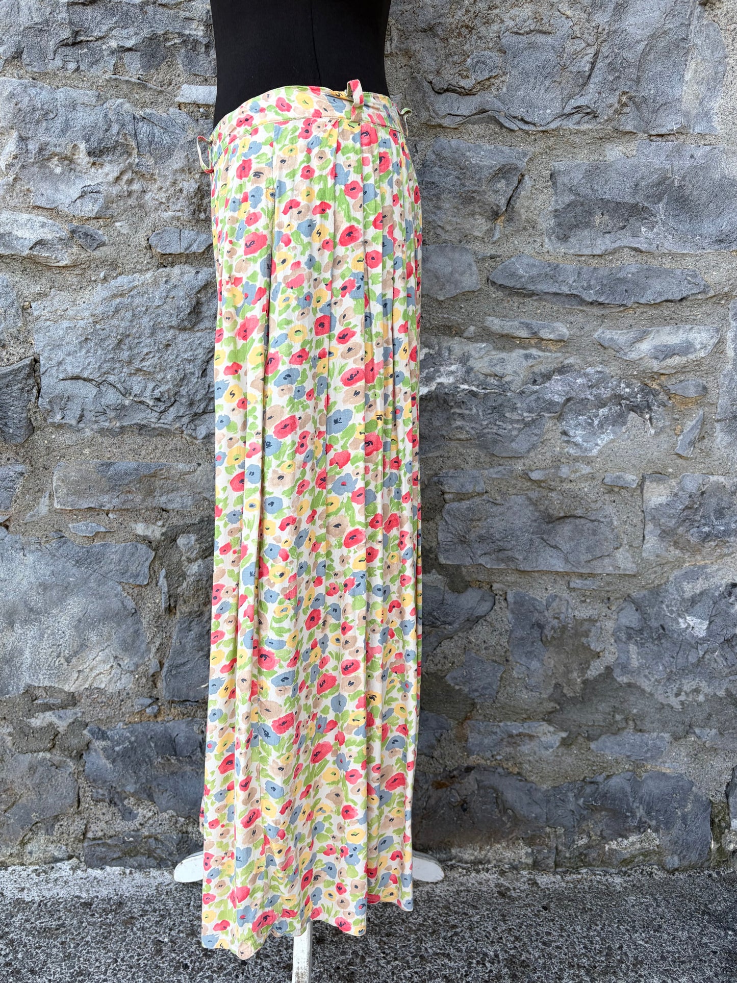 90s colourful flowers button up skirt uk 12