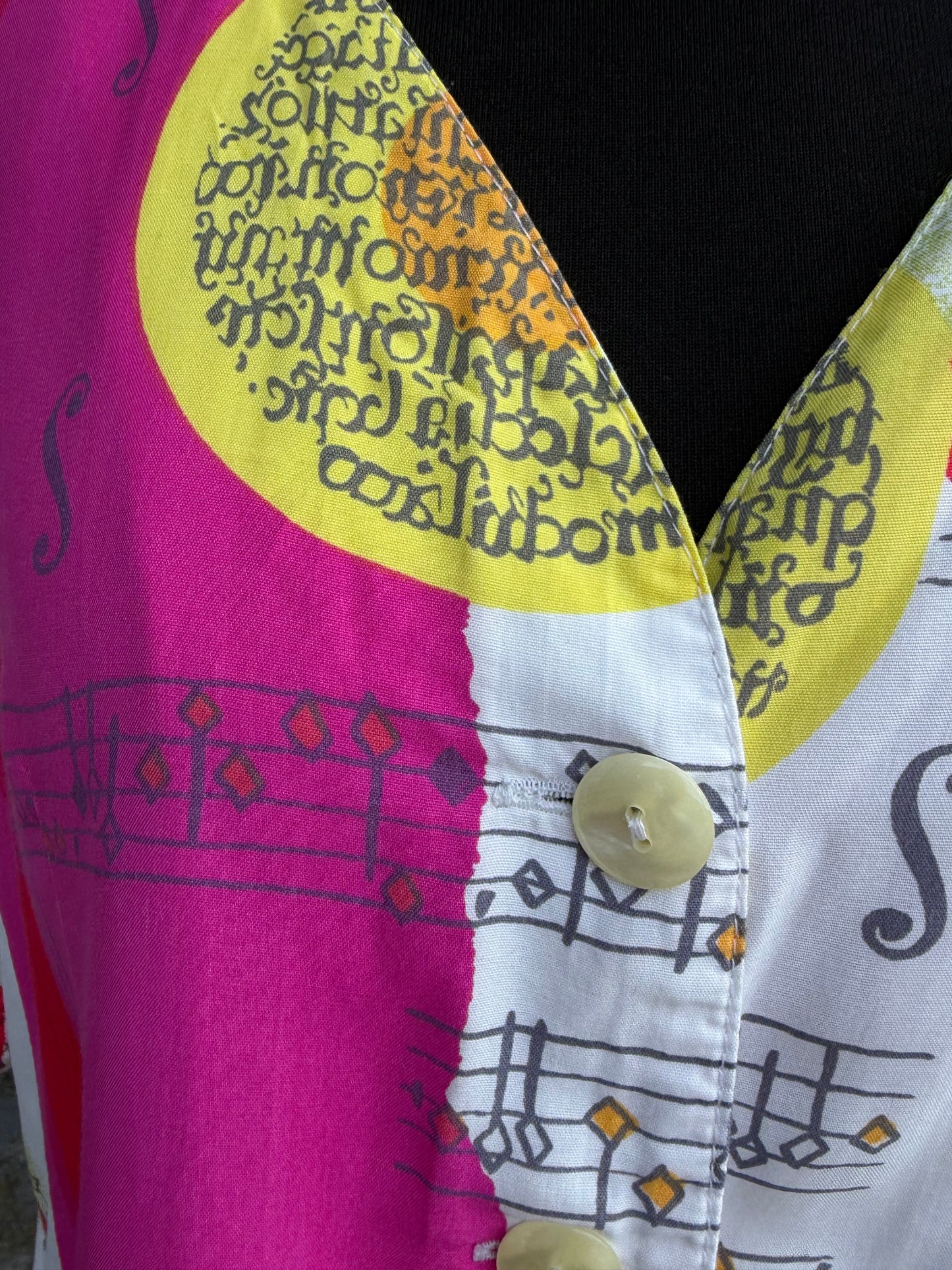 80s notes pink&white blouse uk 12-14