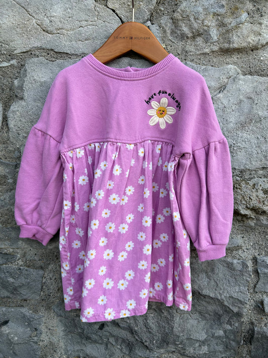 Floral pink sweat dress  12-18m (80-86cm)