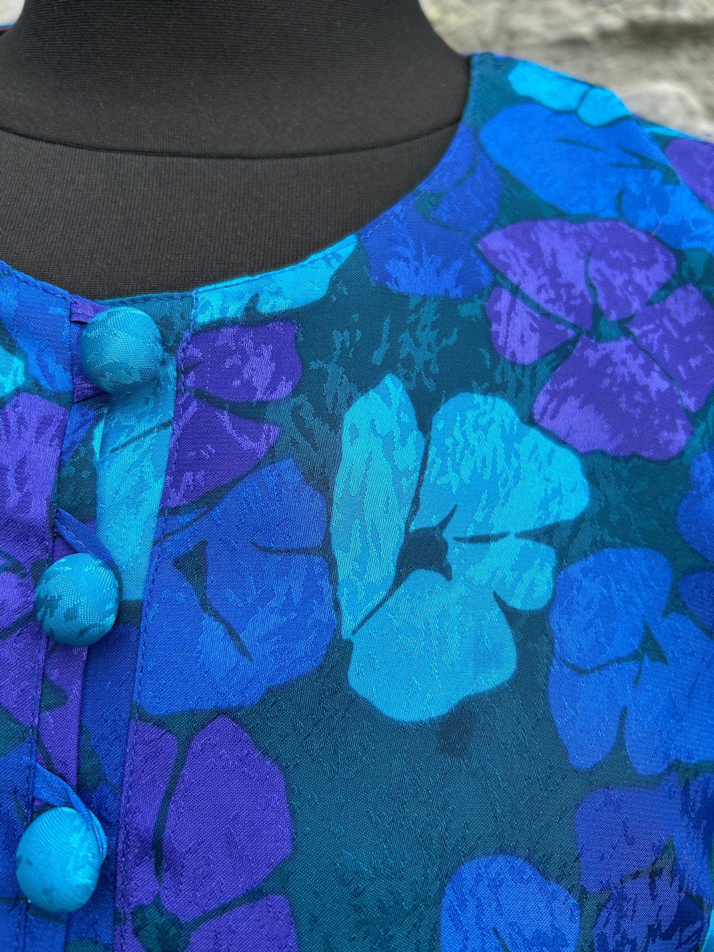80s blue flowers dress uk 8-10