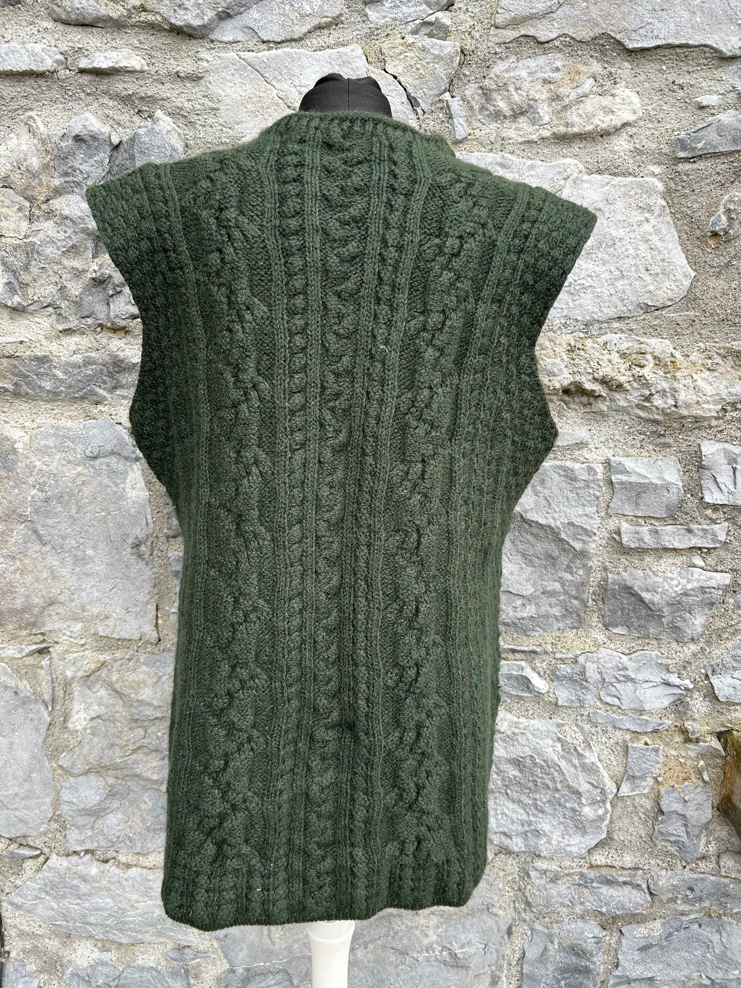 Dark green Aran style gilet uk 14-16