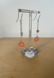 Peach button earrings