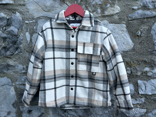 Beige&white check overshirt  6y (116cm)