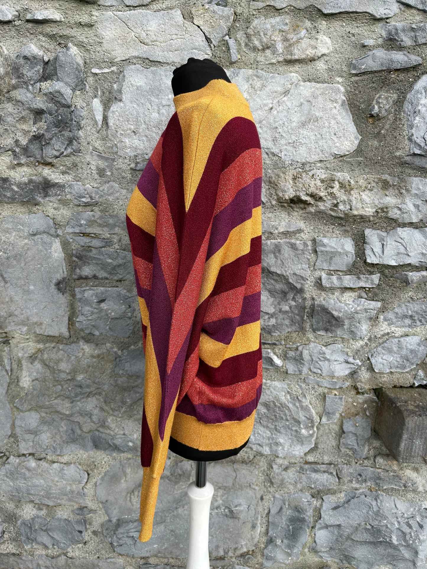 Maroon&mustard sparkly stripy jumper uk 12