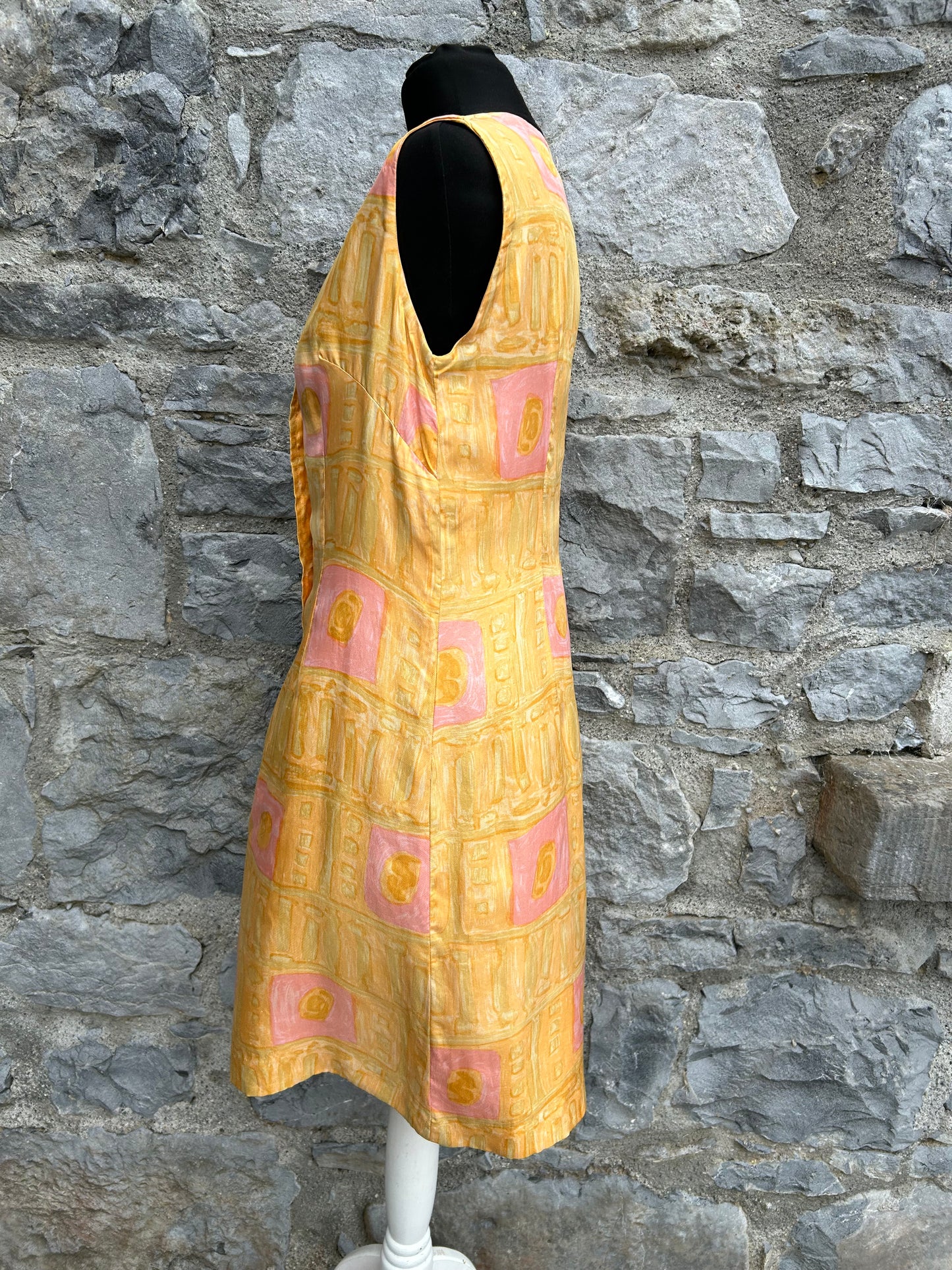 80s yellow&pink dress uk 10-12