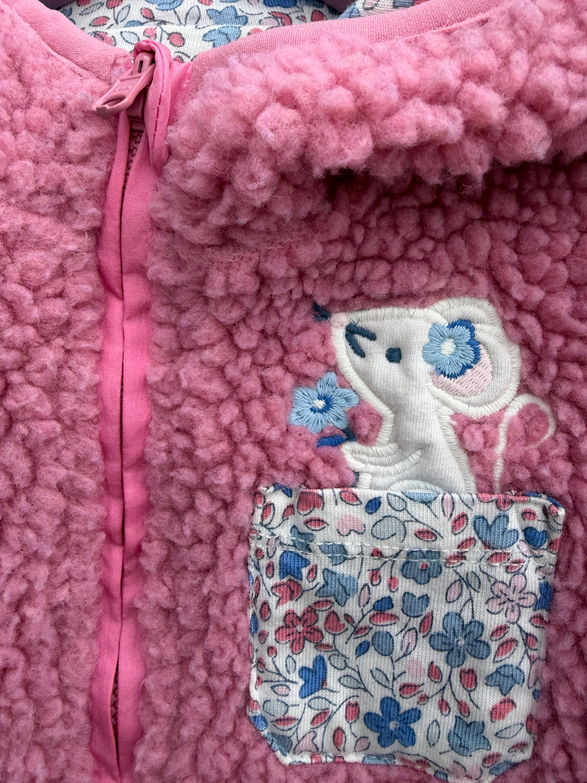 Pink Mouse Reversible Hooded Teddy Fleece 6-12m (68-80cm)