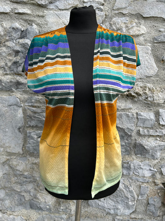 80s brown sheer stripy open cardigan uk 8-10