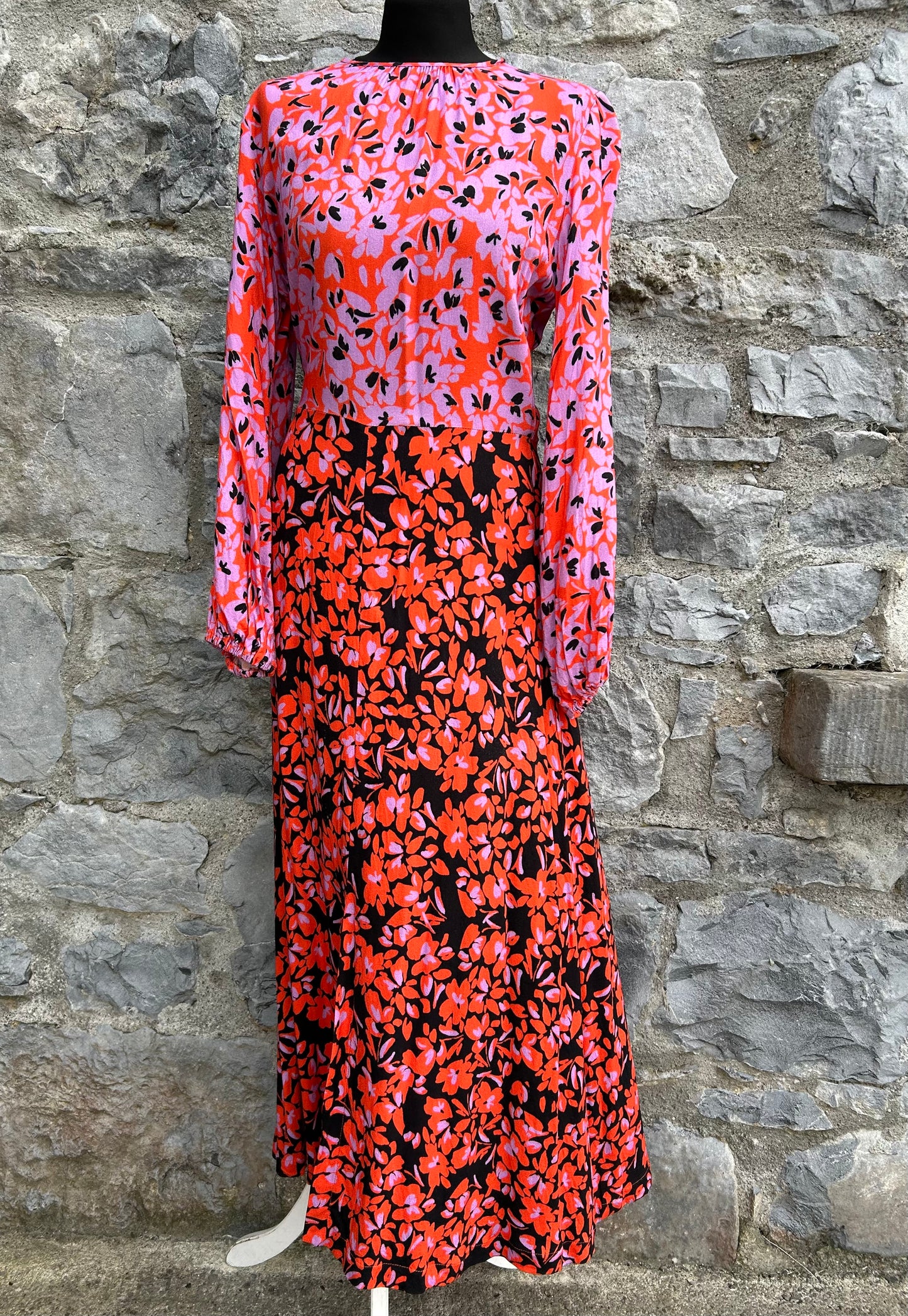 Pink&red floral maxi dress uk 10