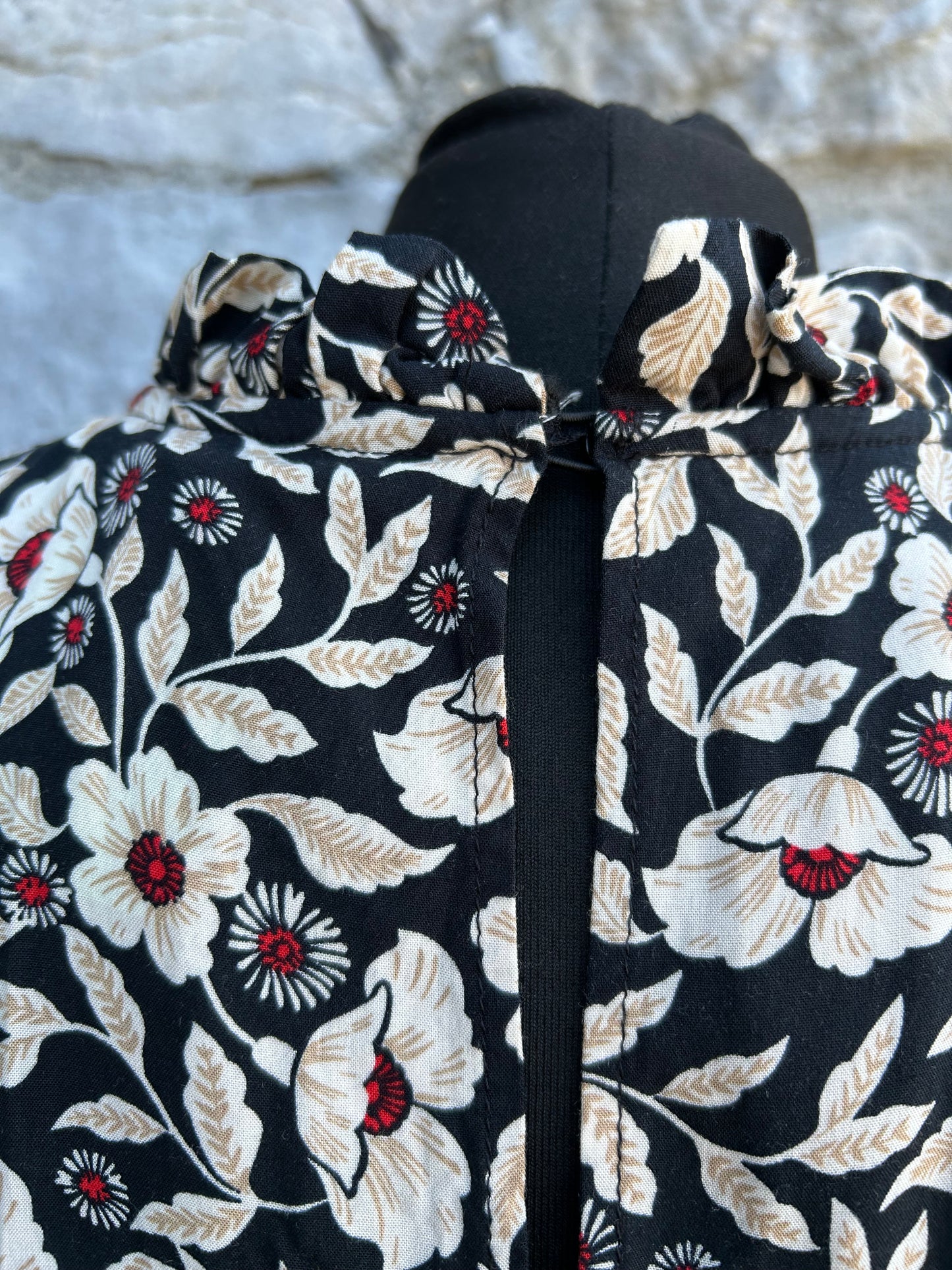 Beige flowers black dress uk 12