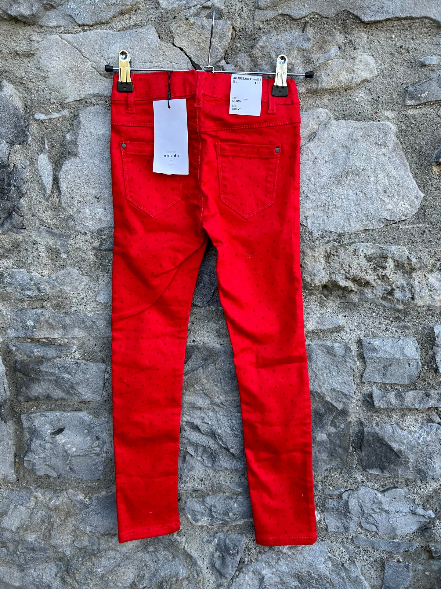 Red spotty skinny jeans 8y (128cm)