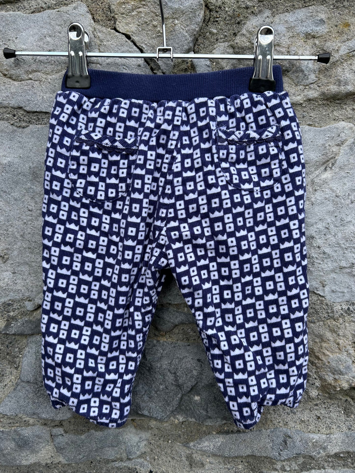 Crowns navy lined pants 3-6m (62-68cm)