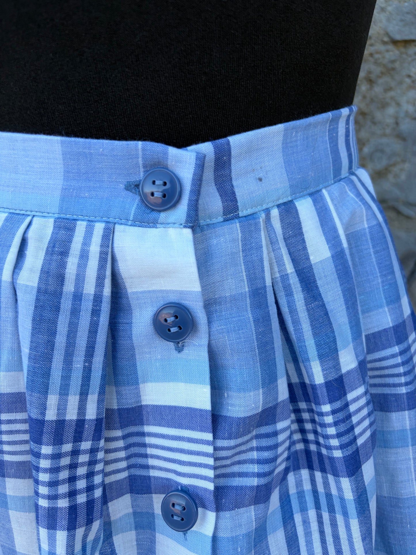 80s blue check skirt uk 6-8