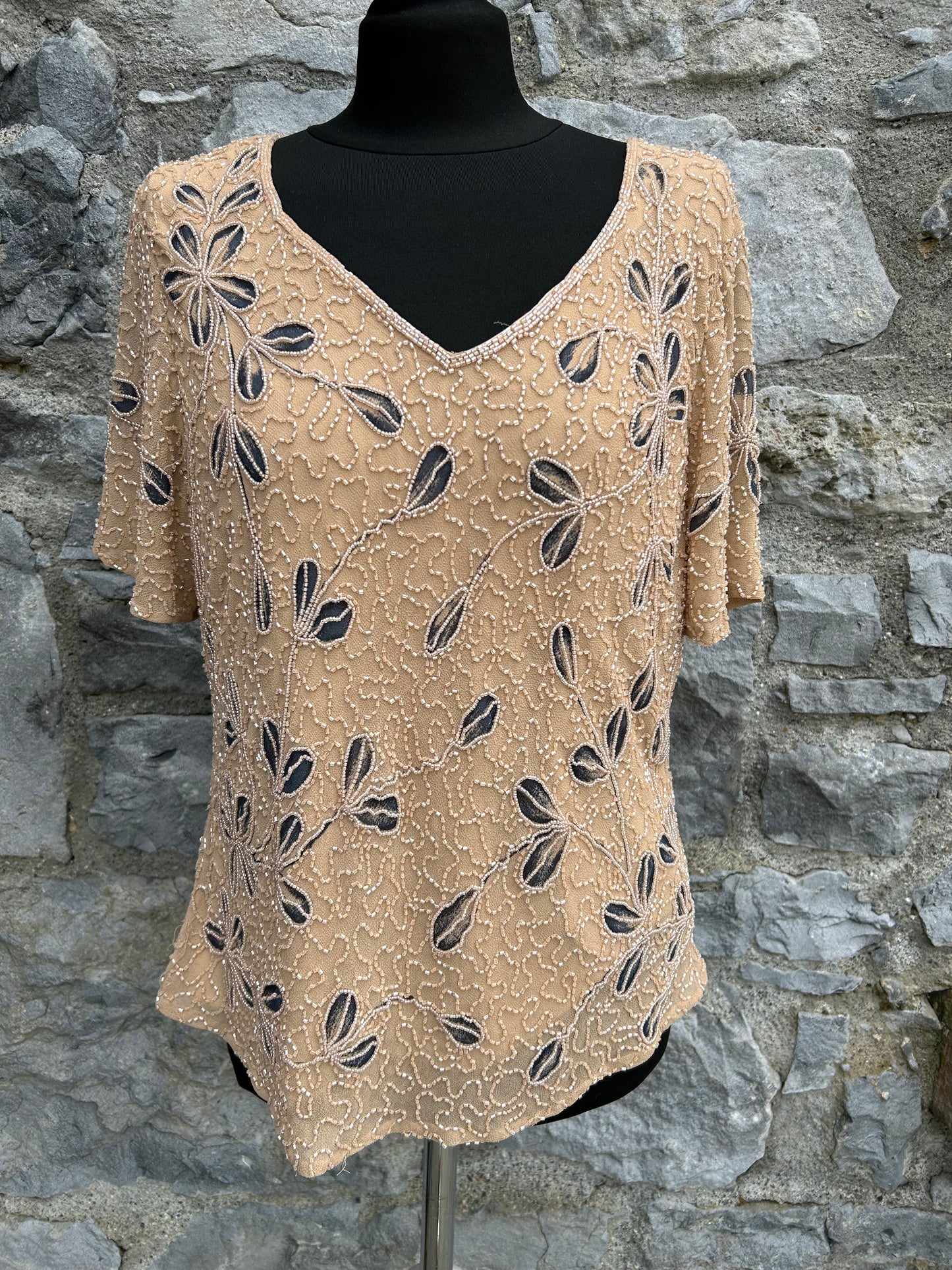 90s beige sequin top uk 14