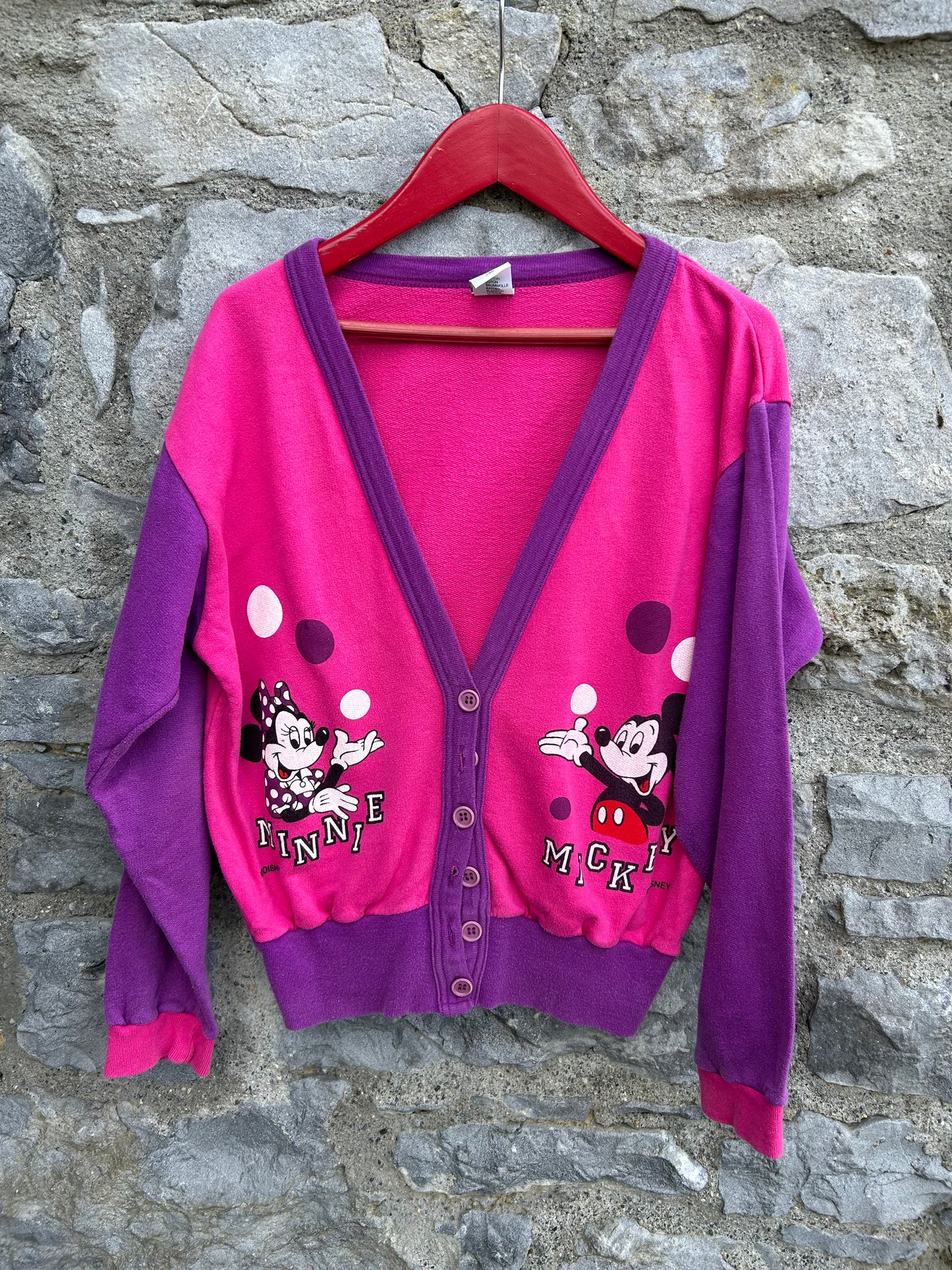 90s Minnie&Mickey pink cardigan 10-11y (140-146cm)