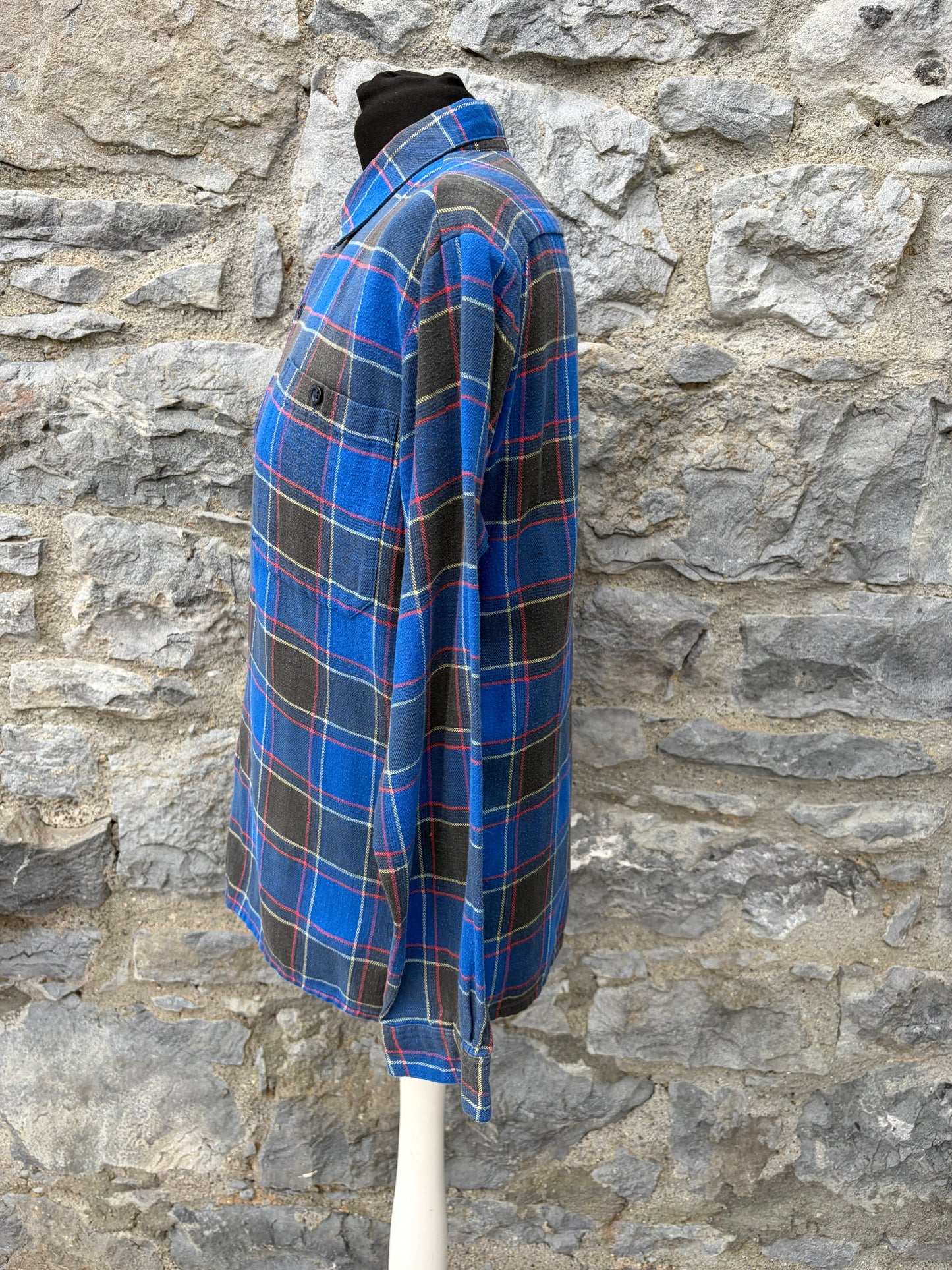 90s blue check shirt Small