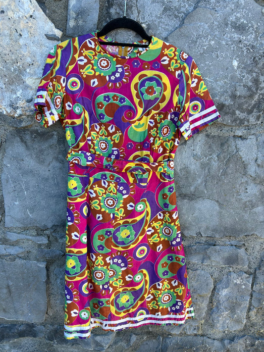 80s colourful floral dress uk 6-8