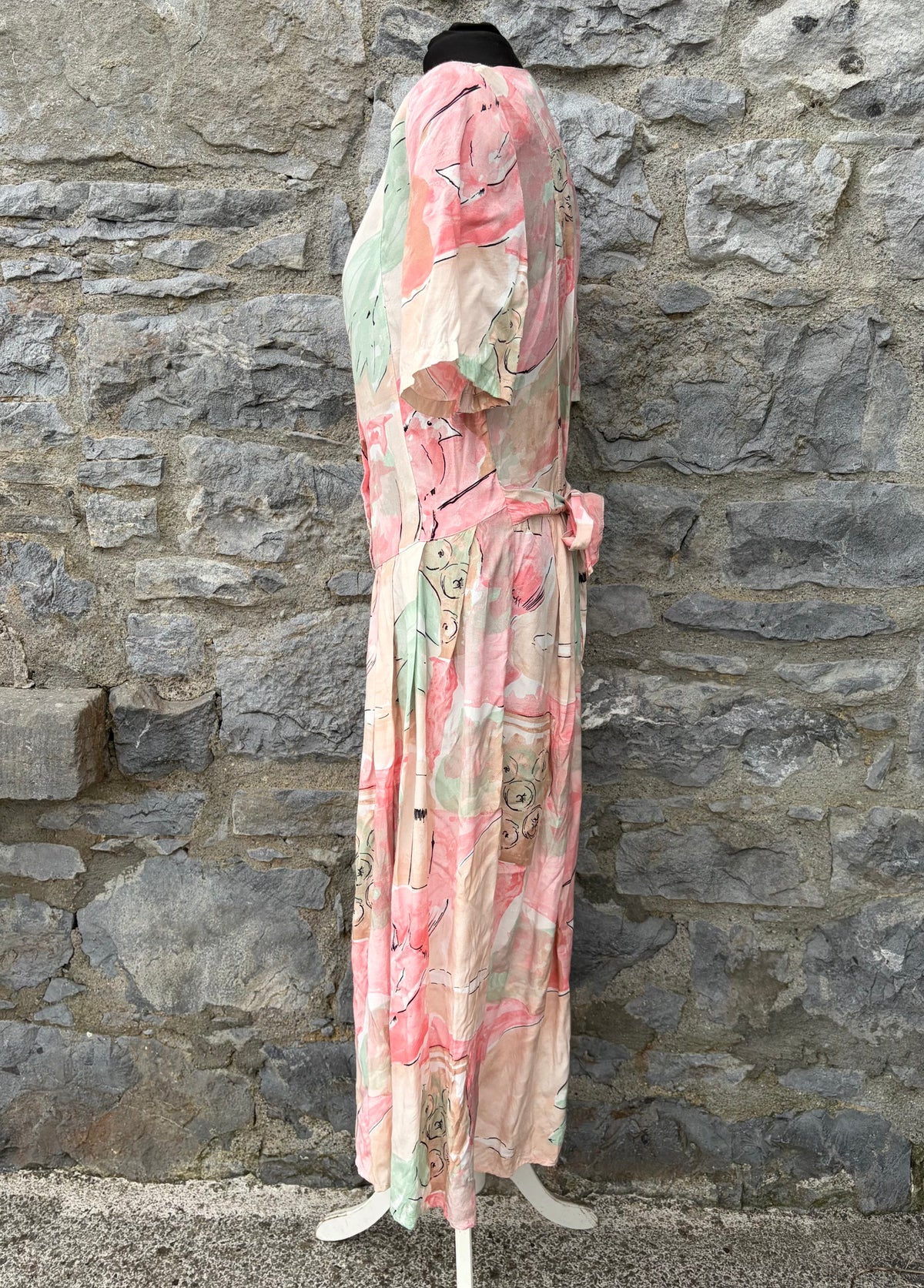 80s pink floral dress uk 12
