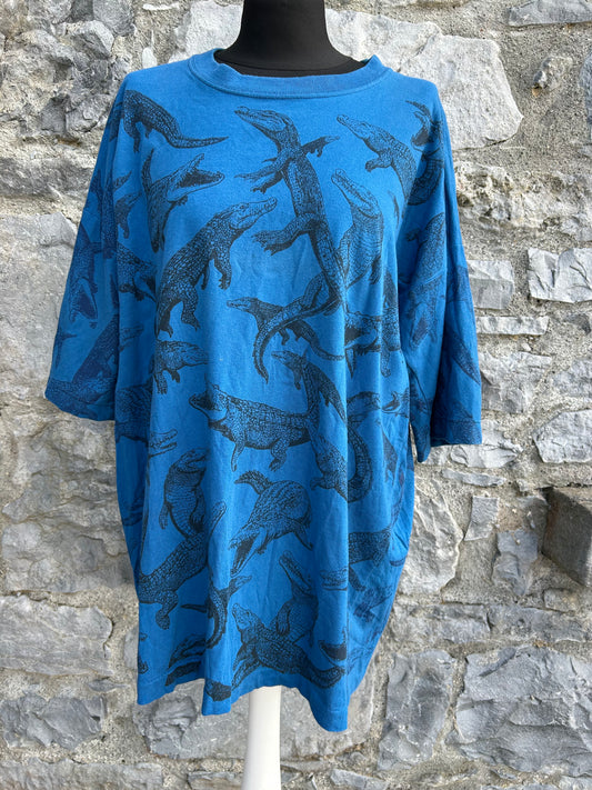 90s crocodiles blue T-shirt XL