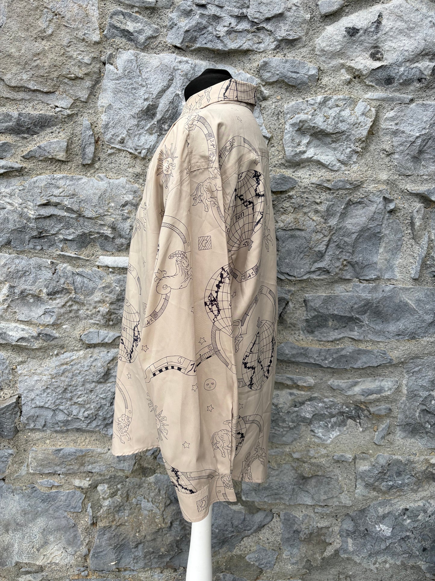 80s beige globes shirt uk 12