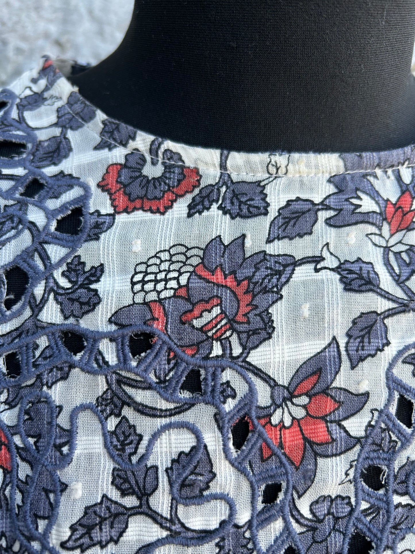 Grey botanic print cream dress  uk 8
