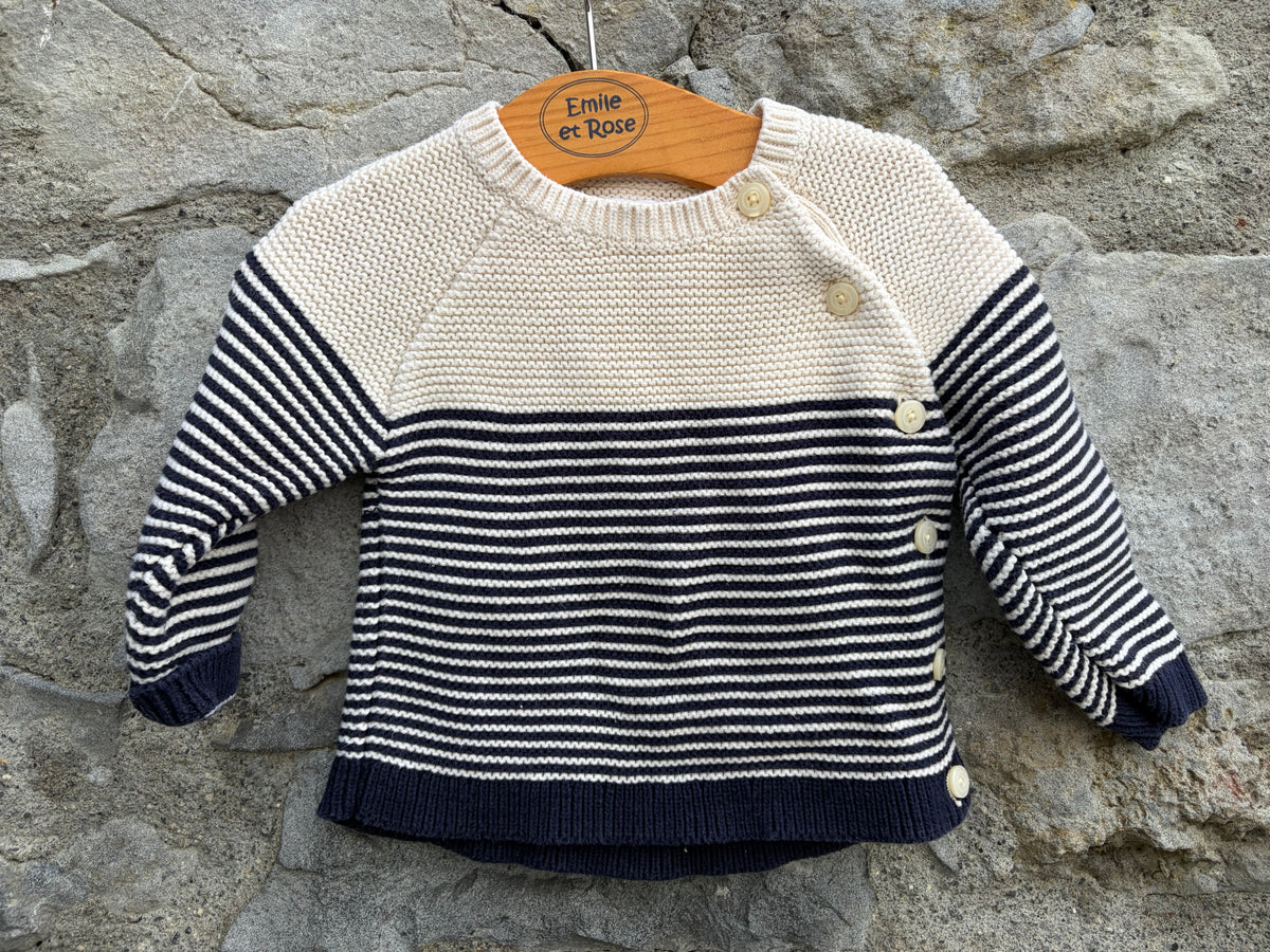 Cream&navy jumper  6-9m (68-74cm)