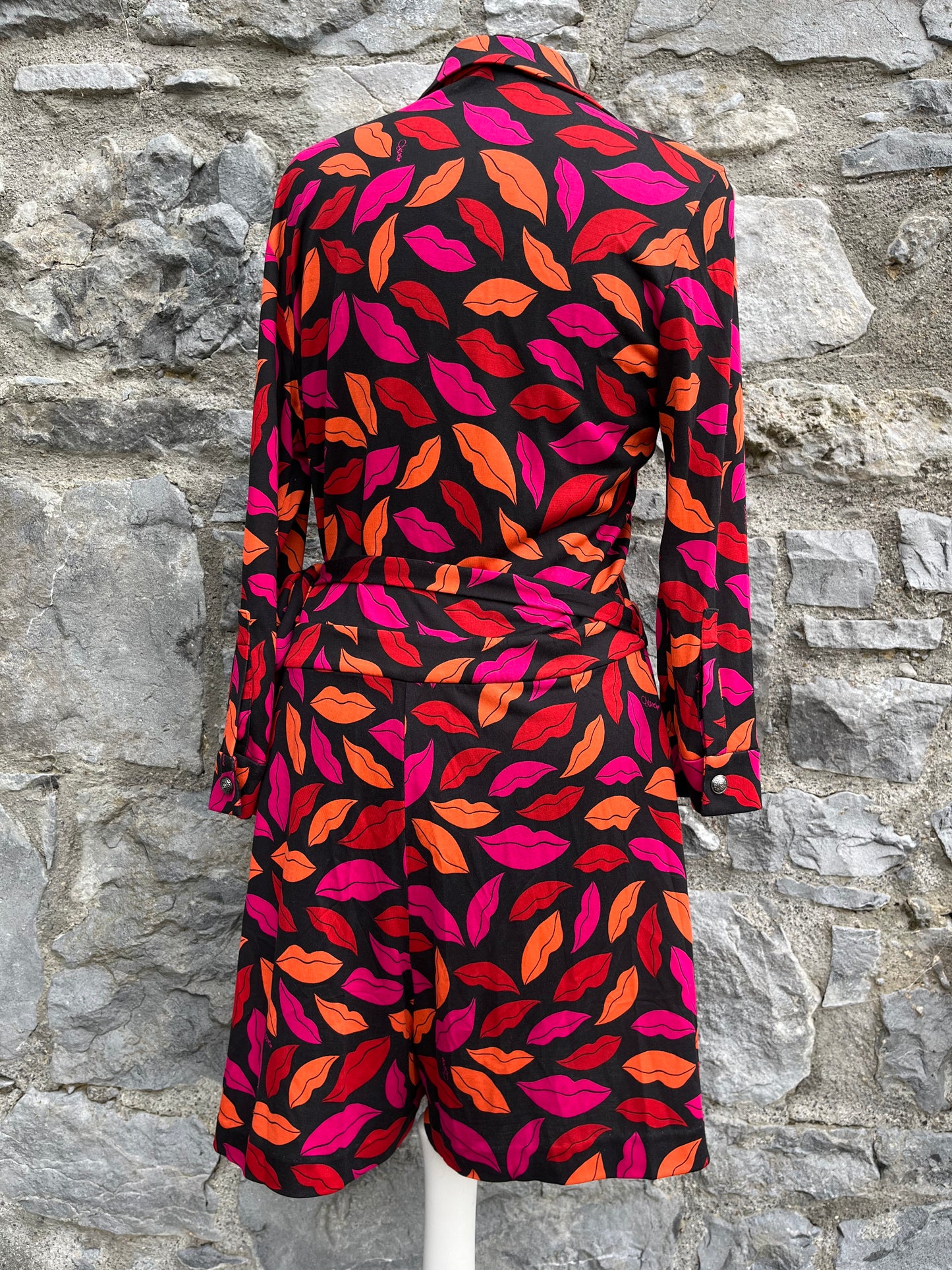 DvF Pink&orange lips black dress uk 10-12