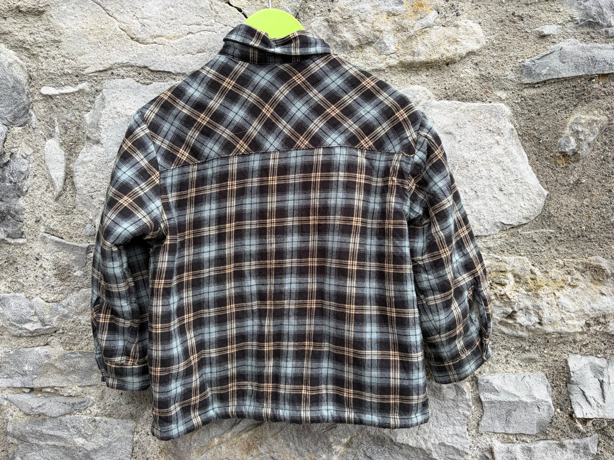 Grey&blue check furry lined shirt 3y (98cm)