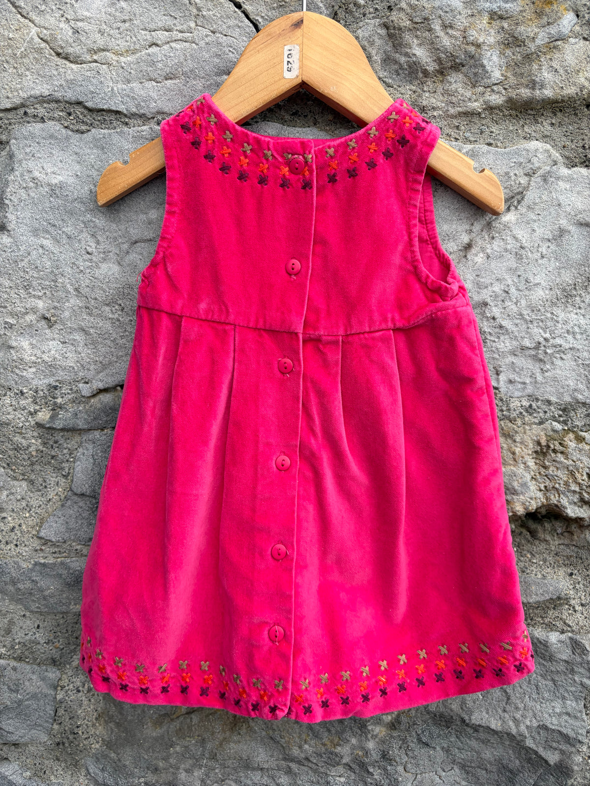 Woodland animals pink velvet pinafore 3-6m (62-68cm)