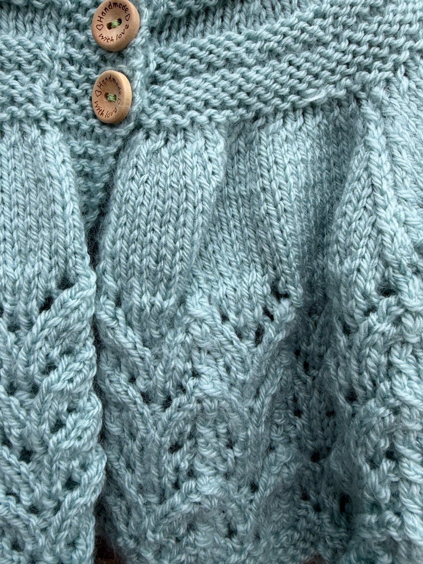 Mint lace hem pattern cardigan  0-1m (50-56cm)