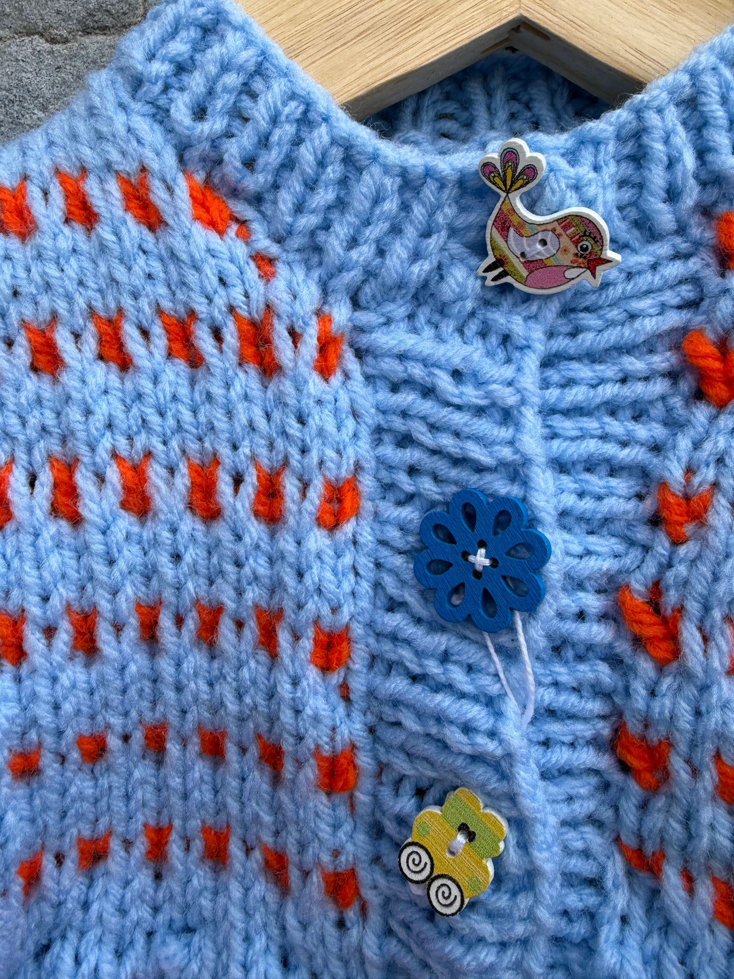 Blue&orange bubble knit cardigan  9-12m (74-80cm)