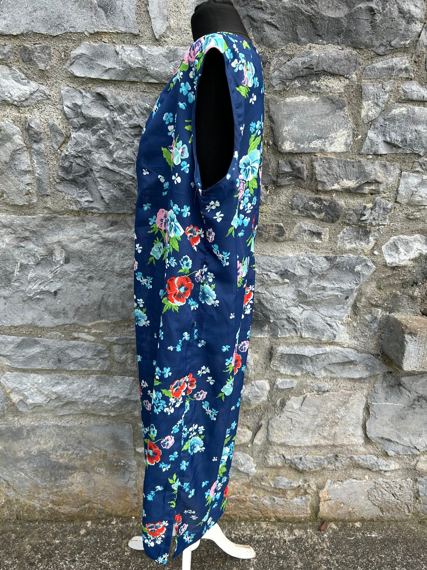 90s blue floral dress&open jacket uk 16-18