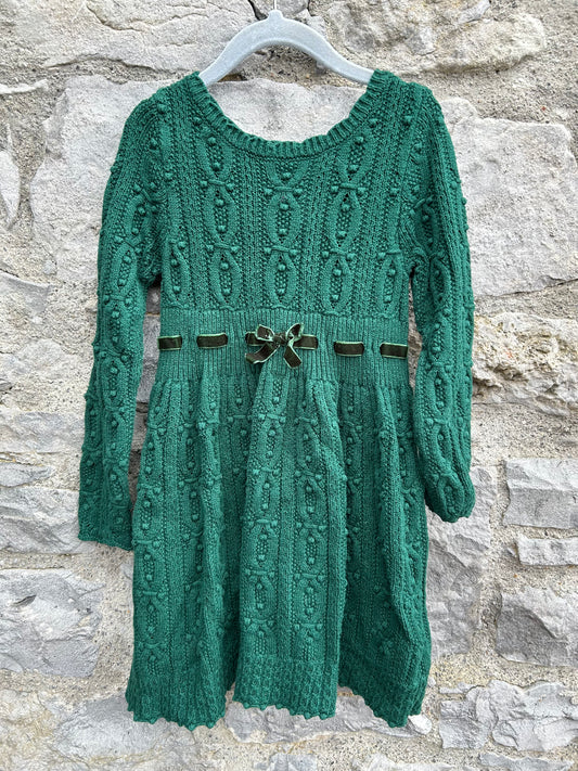 Green knitted dress  5-6y (110-116cm)