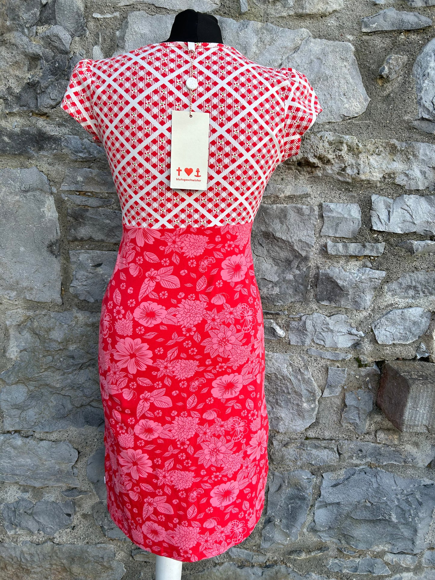 Check&flowers red dress uk 8