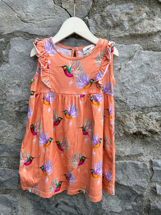 Hummingbird orange dress 12-18m (80-86cm)