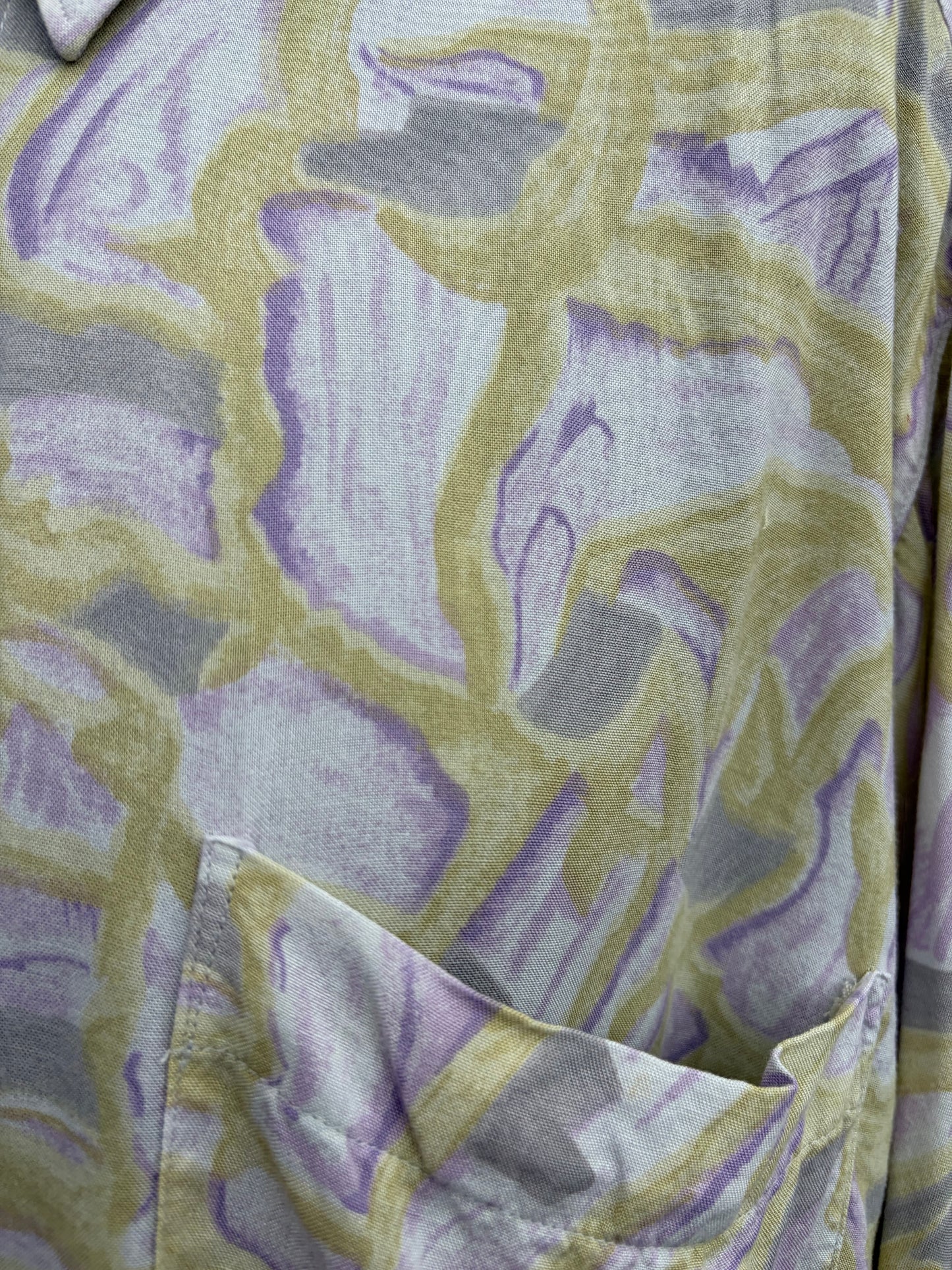 80s grey&yellow abstract shirt Medium