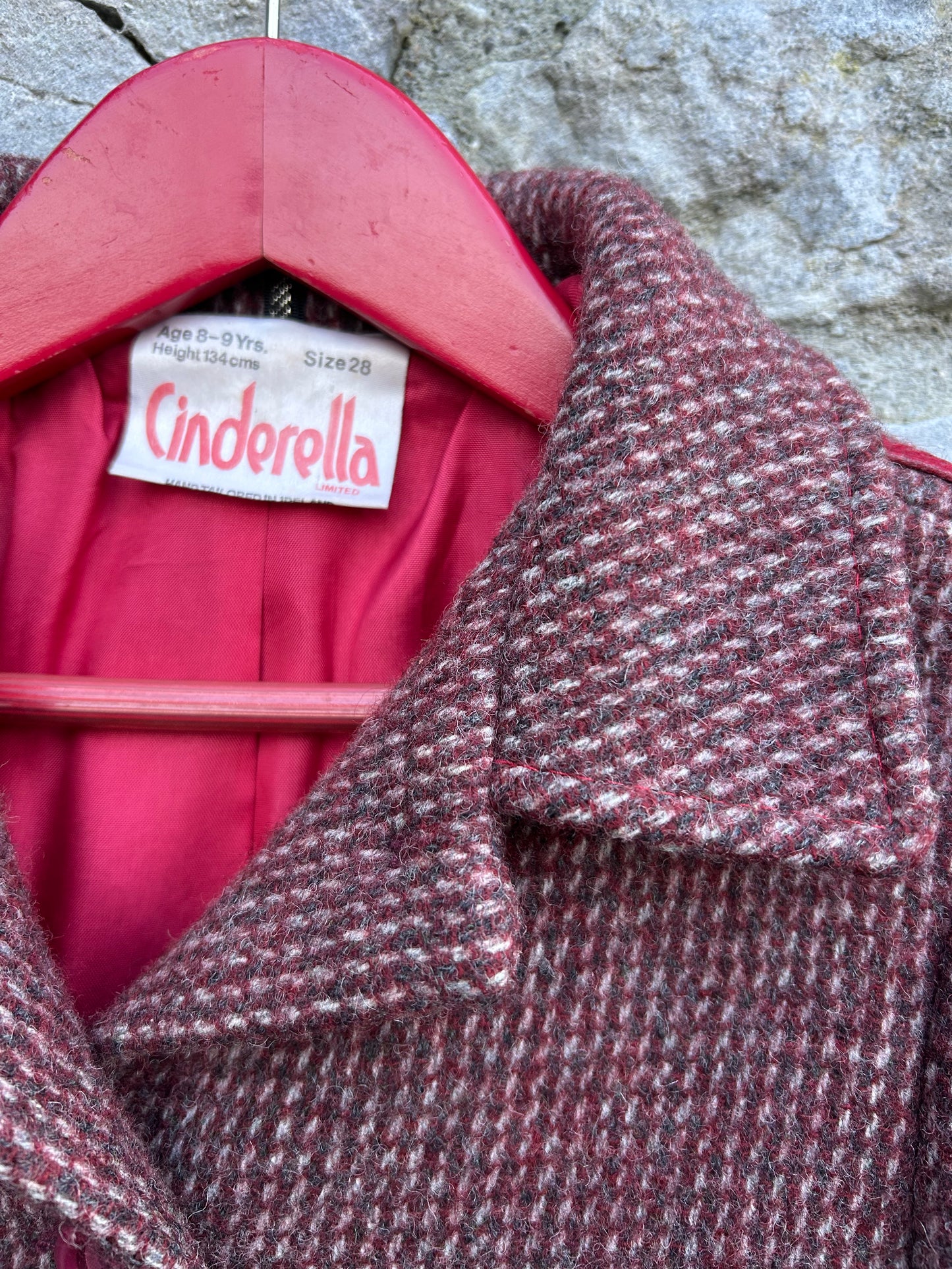 70s maroon melange woolly coat  8y (128cm)