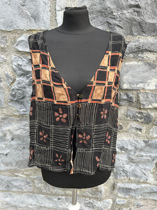 90s black&brown check gilet uk 12-14